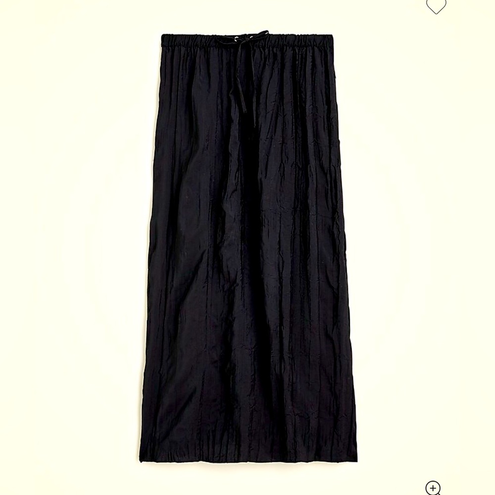 J. Crew crinkled drawstring midi skirt, black, large